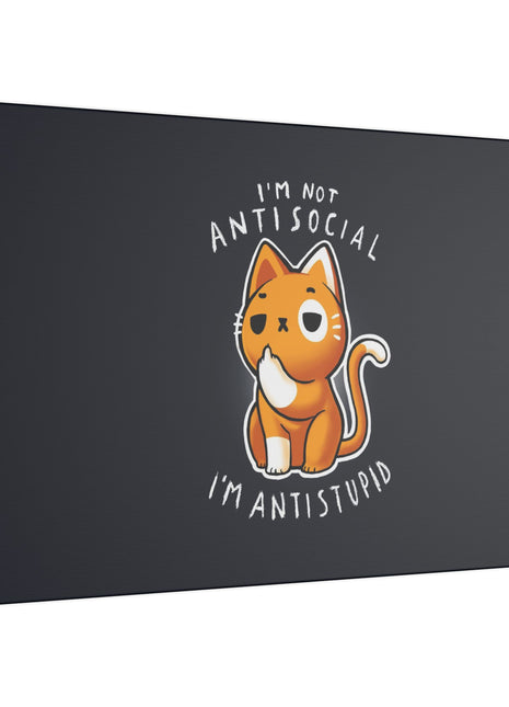 "I'm Not Anti Social, I'm Anti Stupid Wall Art on premium canvas, acrylic, and metal – front view with bold typography"

