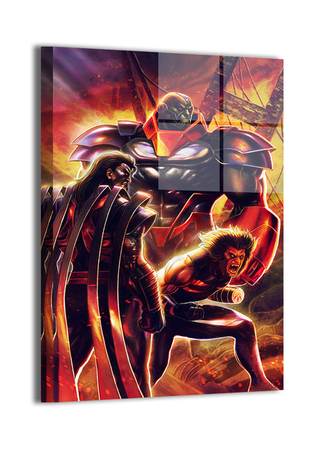 Apocalypse Ascendant Wall Art Metal Print – Wolverine, Mr. Sinister & Apocalypse by Ryan Pasibe & Marvin Tabacon