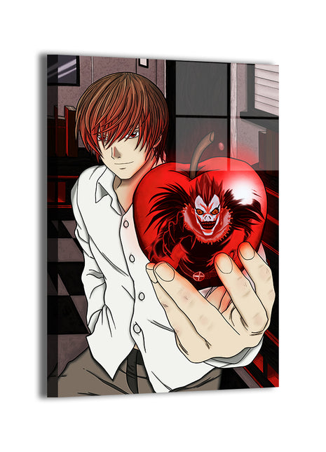 Light Yagami offering apple with Ryuk inside; art by Ryan Pasibe, colors by Sam Dela Torre; modern metallic sheen.