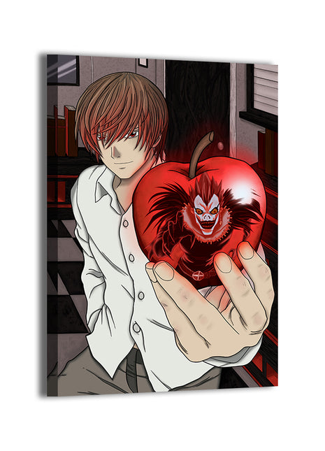 Light Yagami and Ryuk apple reflection scene by Ryan Pasibe, colors by Sam Dela Torre; gallery-wrapped, ready to hang.