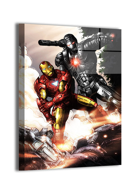 Armored Alliance Iron Man & War Machine wall art — Marvel vertical print by Julius Abrera, image 1.