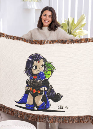 Beast Boy Raven Chibi Blanket | Teen Titans Woven Throw - Snapping Turtle Gallery