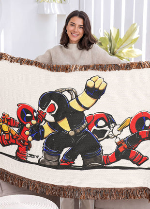 Bane Harley Quinn Deadpool Chibi Blanket | Marvel x DC Woven Throw - Snapping Turtle Gallery