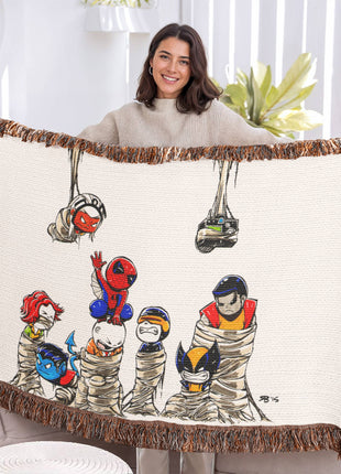 Spider-Man X-Men Chibi Woven Blanket | Marvel Premium Cotton Throw - Snapping Turtle Gallery
