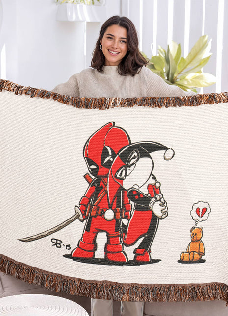 Deadpool Harley Quinn Chibi Blanket | Marvel x DC Woven Throw - Snapping Turtle Gallery