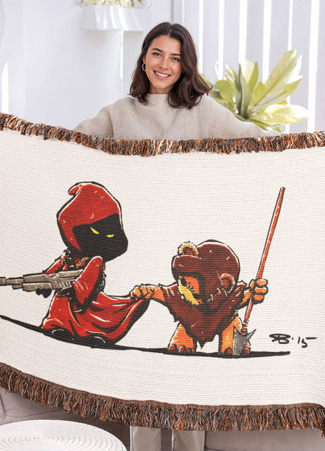 Ewok Jawa Chibi Blanket | Star Wars Woven Throw - Snapping Turtle Gallery