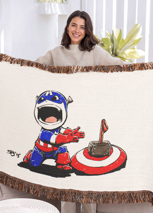 Thor Captain America Chibi Blanket | Marvel Mjolnir Woven Throw - Snapping Turtle Gallery