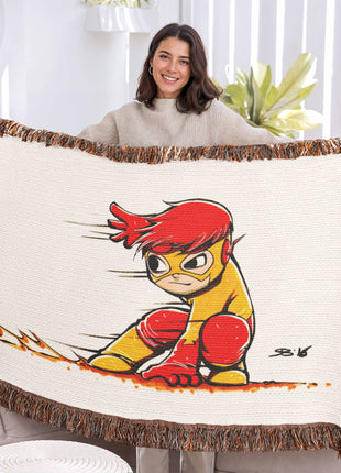 Kid Flash Chibi Woven Blanket | DC Comics Premium Cotton Throw - Snapping Turtle Gallery