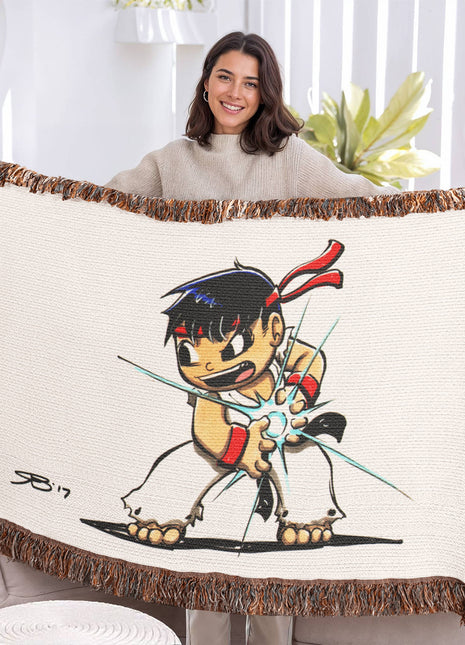 Ryu Blanket | Street Fighter Chibi Woven Throw 50x60 - Snapping Turtle Gallery