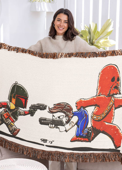 Han Solo Chewbacca Chibi Woven Blanket | Star Wars Cotton Throw - Snapping Turtle Gallery