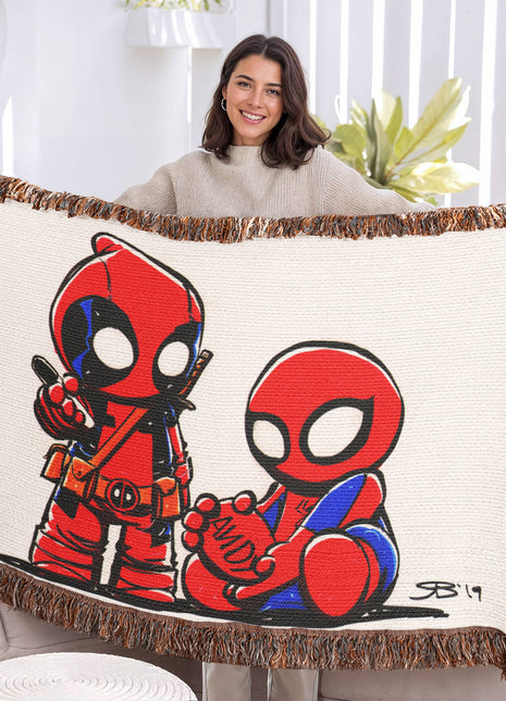 Deadpool Spider-Man Chibi Blanket | Marvel x Toy Story Woven Throw - Snapping Turtle Gallery