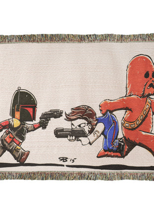 Han Solo Chewbacca Chibi Woven Blanket | Star Wars Cotton Throw, Shop Han Solo & Chewbacca chibi Star Wars woven blanket. 100% cotton loom-woven throw, 3 sizes. No peeling, no fading. Fast US shipping. Order yours today., [-Snapping Turtle Gallery