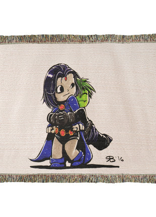 Beast Boy Raven Chibi Blanket | Teen Titans Woven Throw - Snapping Turtle Gallery