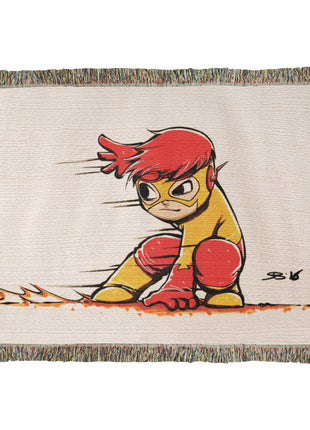 Kid Flash Chibi Woven Blanket | DC Comics Premium Cotton Throw - Snapping Turtle Gallery