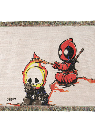 Deadpool Ghost Rider Chibi Blanket | Marvel Woven Throw - Snapping Turtle Gallery