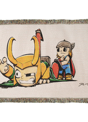 Loki Thor Chibi Blanket | Marvel Woven Throw - Snapping Turtle Gallery