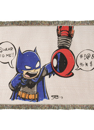Batman Deadpool Chibi Blanket | DC x Marvel Woven Throw - Snapping Turtle Gallery