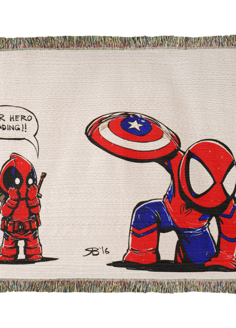 Spider-Man Deadpool Chibi Blanket | Marvel Woven Throw - Snapping Turtle Gallery