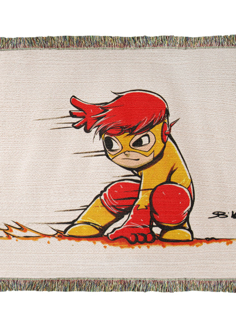 Kid Flash Chibi Woven Blanket | DC Comics Premium Cotton Throw - Snapping Turtle Gallery