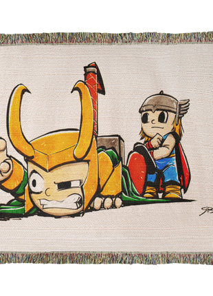 Loki Thor Chibi Blanket | Marvel Woven Throw - Snapping Turtle Gallery