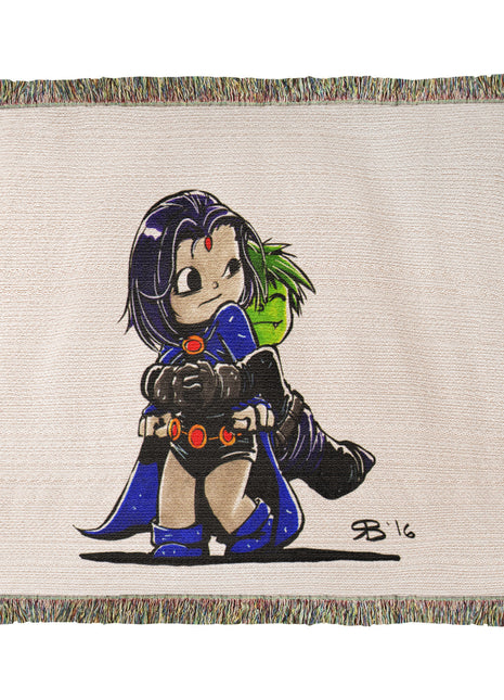 Beast Boy Raven Chibi Blanket | Teen Titans Woven Throw - Snapping Turtle Gallery