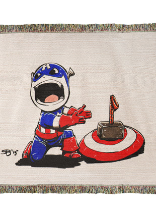 Thor Captain America Chibi Blanket | Marvel Mjolnir Woven Throw - Snapping Turtle Gallery