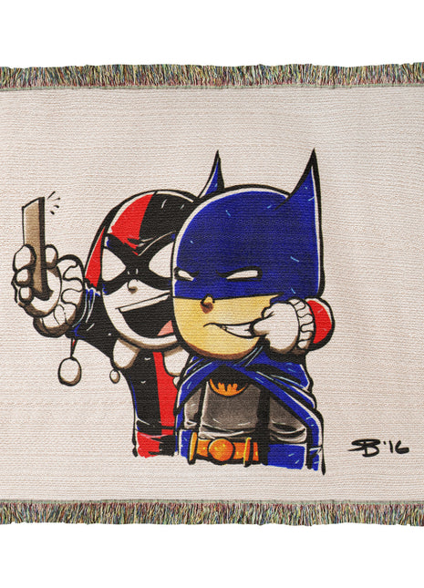 Harley Quinn Batman Chibi Woven Blanket | DC Comics Cotton Throw - Snapping Turtle Gallery