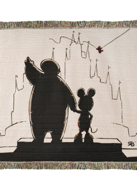 Baymax Mickey Spider-Man Chibi Blanket | Disney x Marvel Woven Throw - Snapping Turtle Gallery