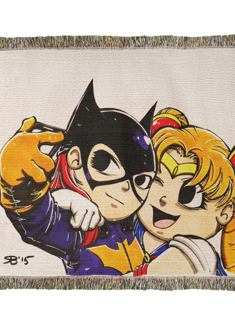 Batgirl Sailor Moon Chibi Blanket | DC x Anime Woven Throw - Snapping Turtle Gallery