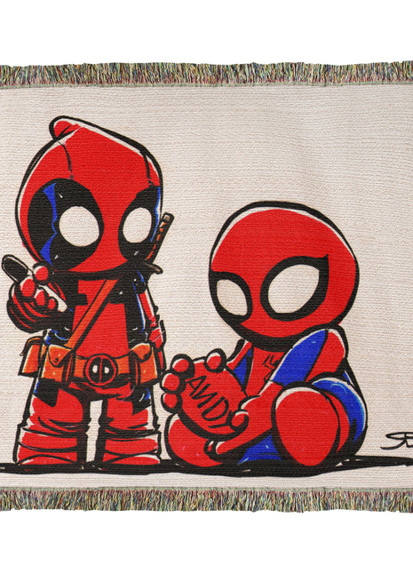 Deadpool Spider-Man Chibi Blanket | Marvel x Toy Story Woven Throw - Snapping Turtle Gallery