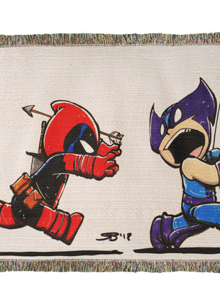 Hawkeye Deadpool Chibi Blanket | Marvel Woven Throw - Snapping Turtle Gallery