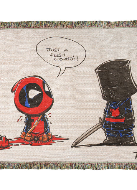 Deadpool Black Knight Chibi Blanket | Marvel x Monty Python Woven Throw - Snapping Turtle Gallery