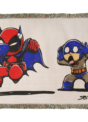 Deadpool Batman Chibi Blanket | Marvel x DC Woven Throw - Snapping Turtle Gallery