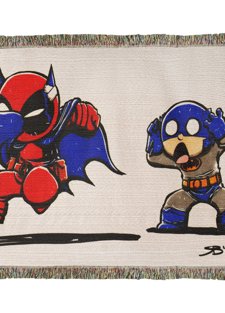 Deadpool Batman Chibi Blanket | Marvel x DC Woven Throw - Snapping Turtle Gallery