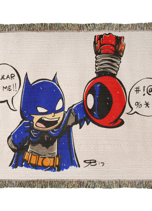 Batman Deadpool Chibi Blanket | DC x Marvel Woven Throw - Snapping Turtle Gallery