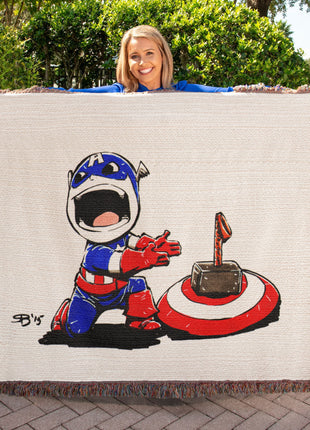 Thor Captain America Chibi Blanket | Marvel Mjolnir Woven Throw - Snapping Turtle Gallery