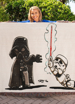 Darth Vader Stormtrooper Chibi Woven Blanket | Star Wars Cotton Throw - Snapping Turtle Gallery