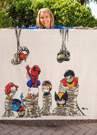 Spider-Man X-Men Chibi Woven Blanket | Marvel Premium Cotton Throw - Snapping Turtle Gallery