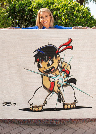 Ryu Blanket | Street Fighter Chibi Woven Throw 50x60 - Snapping Turtle Gallery