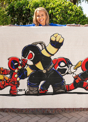 Bane Harley Quinn Deadpool Chibi Blanket | Marvel x DC Woven Throw - Snapping Turtle Gallery