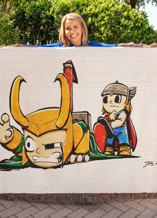 Loki Thor Chibi Blanket | Marvel Woven Throw - Snapping Turtle Gallery