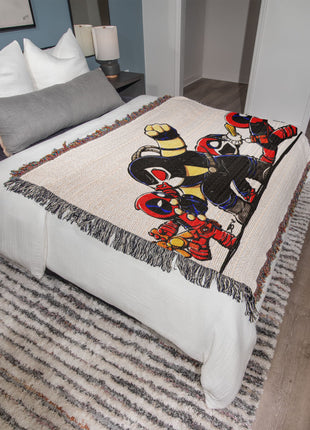 Bane Harley Quinn Deadpool Chibi Blanket | Marvel x DC Woven Throw - Snapping Turtle Gallery