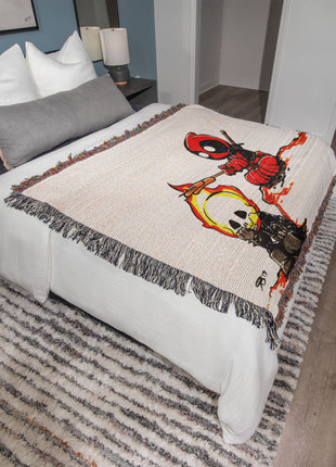 Deadpool Ghost Rider Chibi Blanket | Marvel Woven Throw - Snapping Turtle Gallery