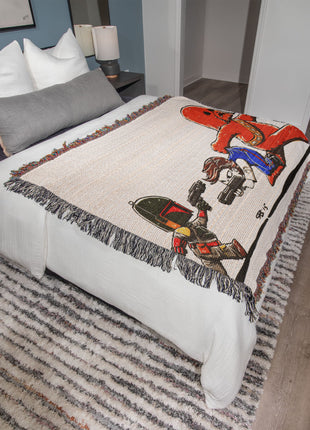 Han Solo Chewbacca Chibi Woven Blanket | Star Wars Cotton Throw, Shop Han Solo & Chewbacca chibi Star Wars woven blanket. 100% cotton loom-woven throw, 3 sizes. No peeling, no fading. Fast US shipping. Order yours today., [-Snapping Turtle Gallery