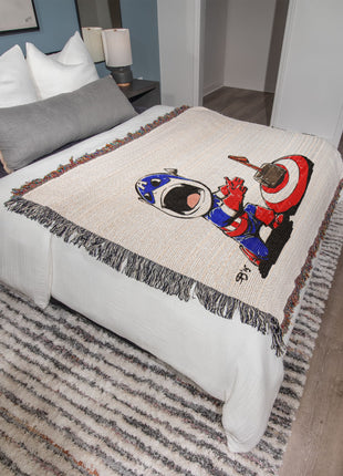 Thor Captain America Chibi Blanket | Marvel Mjolnir Woven Throw - Snapping Turtle Gallery