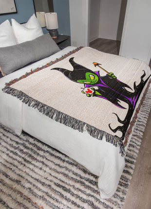 Maleficent Chibi Woven Blanket | Disney Villain Premium Cotton Throw, Shop Maleficent chibi Disney villain woven blanket. 100% cotton loom-woven throw, 3 sizes. No peeling, no fading. Fast US shipping. Order yours today., [-Snapping Turtle Gallery