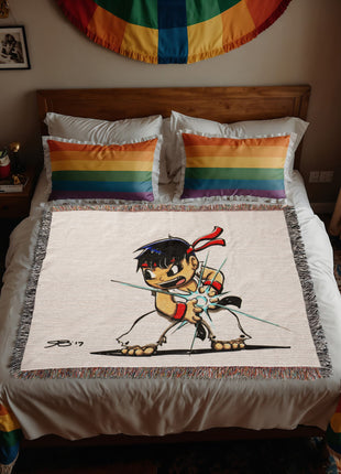 Ryu Blanket | Street Fighter Chibi Woven Throw 50x60 - Snapping Turtle Gallery