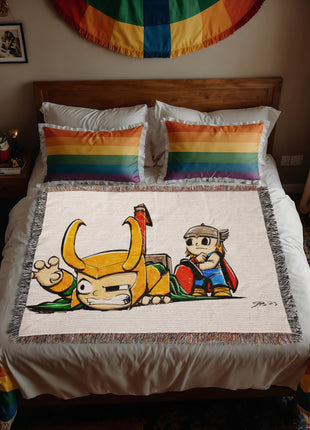 Loki Thor Chibi Blanket | Marvel Woven Throw - Snapping Turtle Gallery