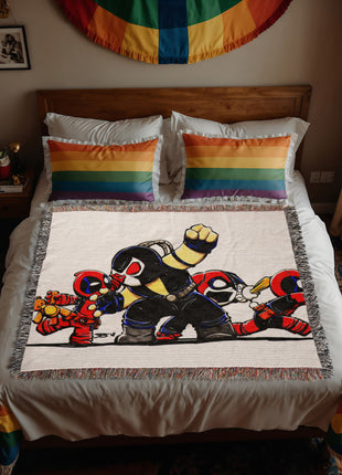 Bane Harley Quinn Deadpool Chibi Blanket | Marvel x DC Woven Throw - Snapping Turtle Gallery