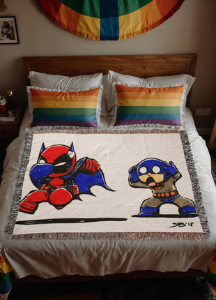 Deadpool Batman Chibi Blanket | Marvel x DC Woven Throw - Snapping Turtle Gallery